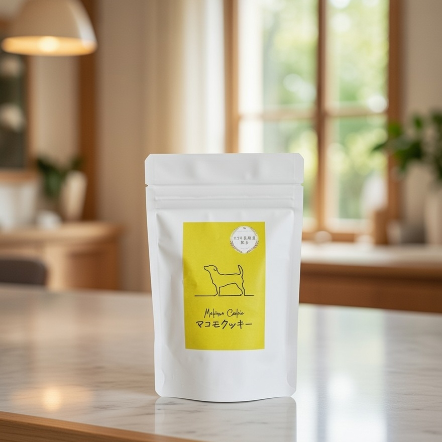 信州安曇野産のマコモを乳酸発酵させ、奄美大島産のマコモから作られた黒穂菌、枕崎の鰹節の血合い部分を配合した愛犬用のサプリメント、マコモクッキー